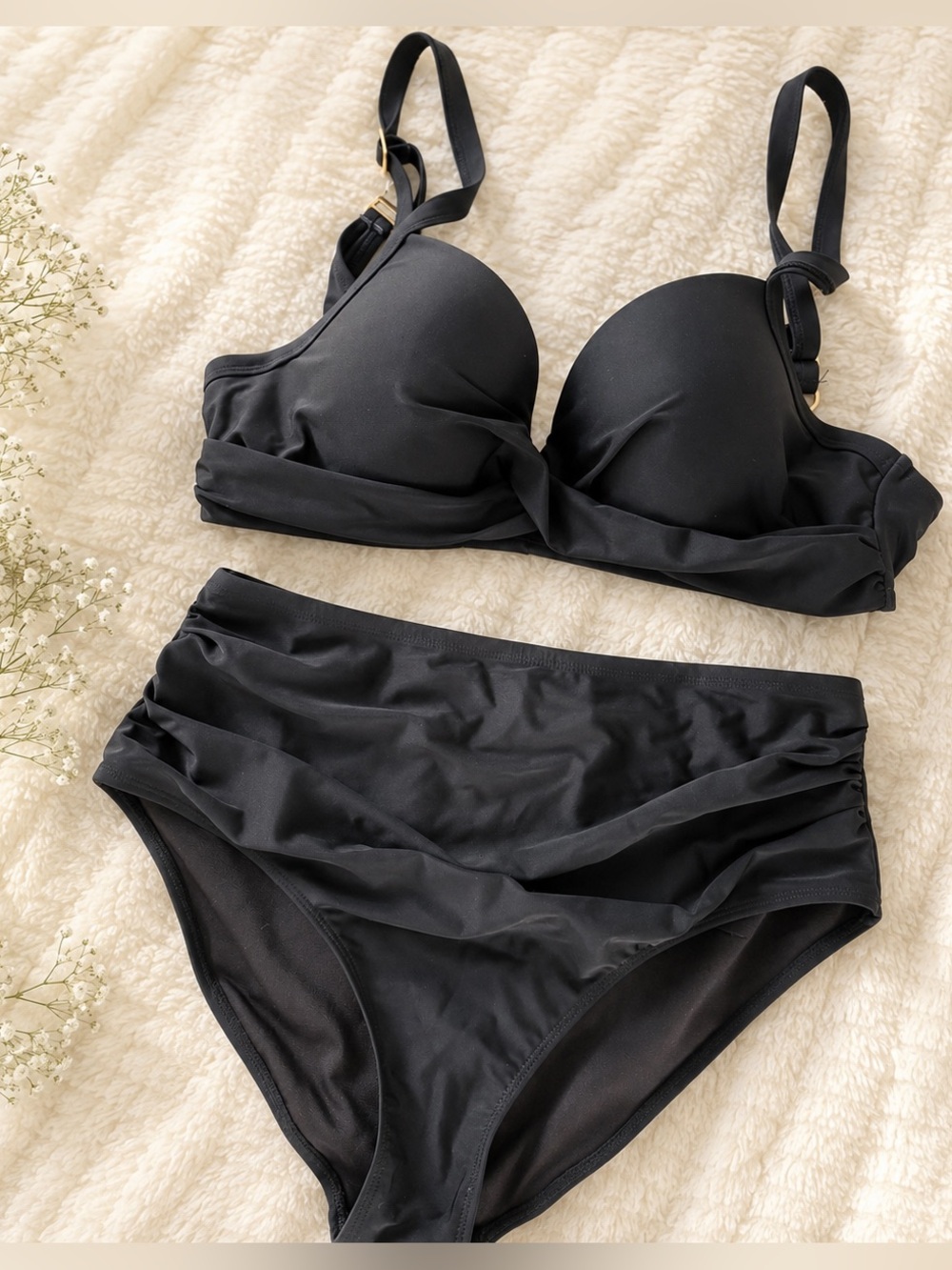Black Twist Front Bikini Set Size XL Excellent Condition - washed never worn